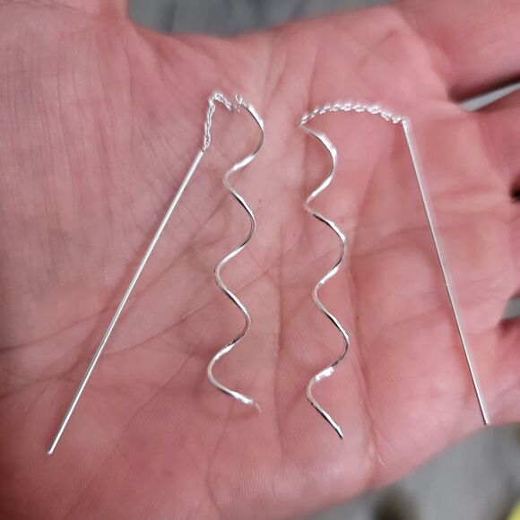 925 Sterling Silver Spiral Earrings - Picture 11 of 12